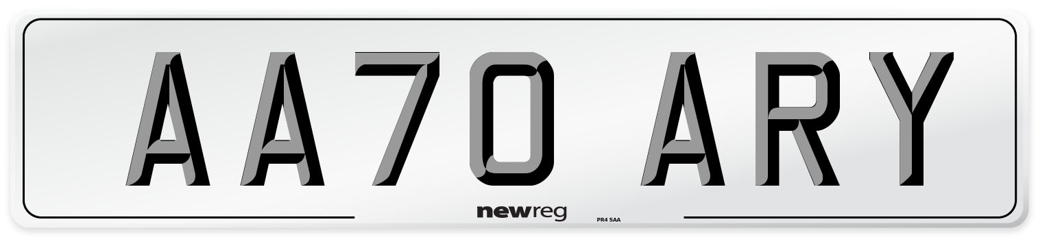 AA70 ARY Number Plate from New Reg